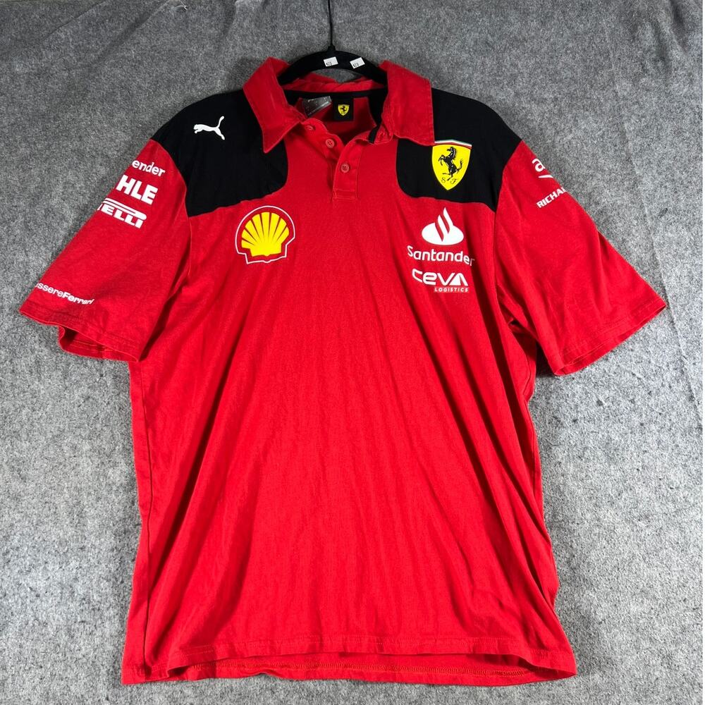 Puma Scuderia Ferrari F1 Polo Shirt Mens Large Red Shell Santander Racing Team